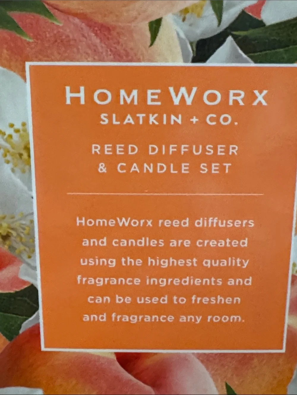 HomeWorx Jasmine & White Peach Reed Diffuser and Candle Set